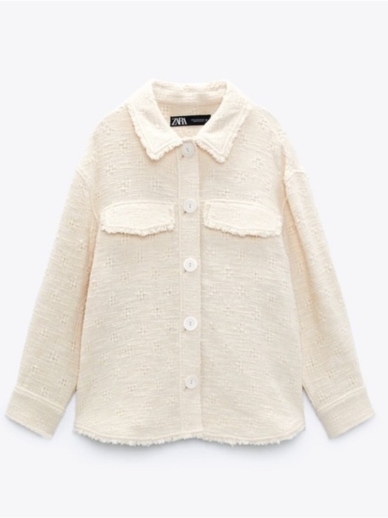 Zara Jackets & Blazers - Zara boho Cream Tweed/Linen blend button down shirt Jacket